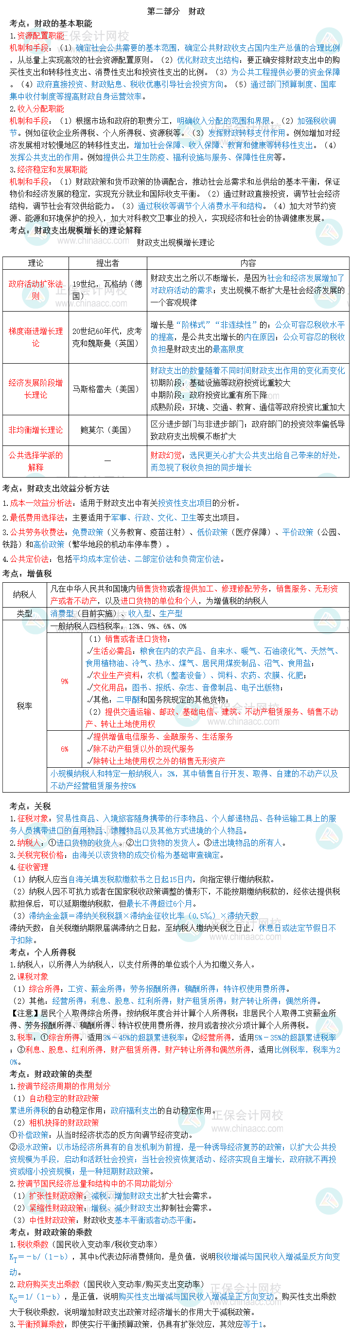 中級經濟師《經濟基礎知識》三色筆記第二部分