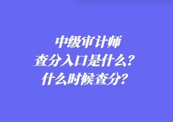 中級審計師查分入口是什么？什么時候查分？