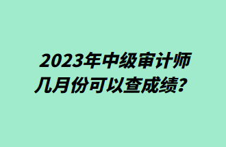 2023年中級審計師幾月份可以查成績？