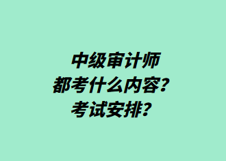 中級審計師都考什么內容？考試安排？