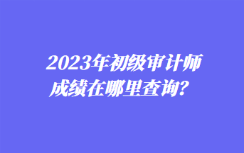 2023年初級審計師成績在哪里查詢？