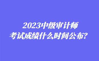 2023中級審計師考試成績什么時間公布？