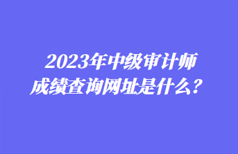 2023年中級審計師成績查詢網址是什么？