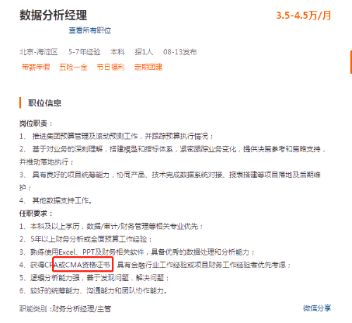 考CMA國內(nèi)有用嗎？CMA含金量有多高？