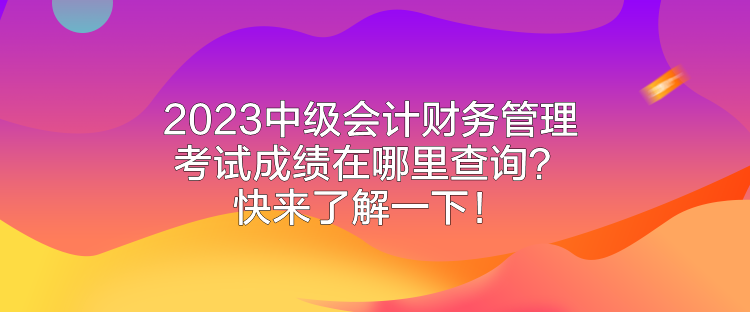 2023中級會計財務管理考試成績在哪里查詢？快來了解一下！