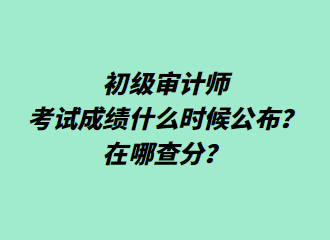 初級審計師考試成績什么時候公布？在哪查分？