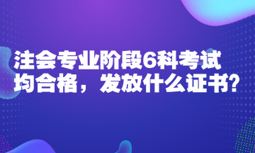注會專業階段6科考試均合格，發放什么證書？