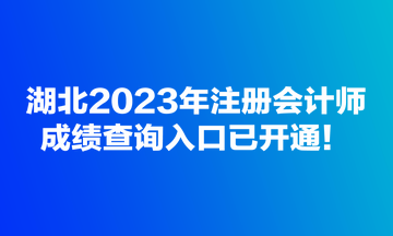 湖北2023年注冊會計師成績查詢?nèi)肟谝验_通！