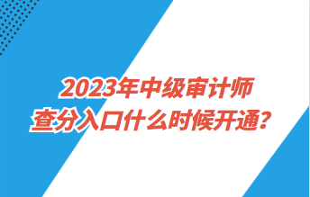 2023年中級審計(jì)師查分入口什么時候開通？