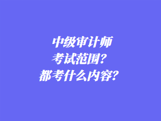 中級(jí)審計(jì)師考試范圍？都考什么內(nèi)容？