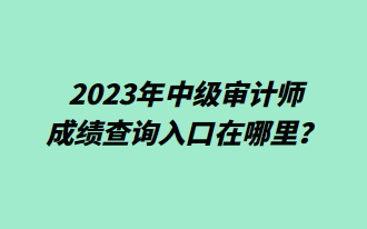 2023年中級審計師成績查詢入口在哪里？