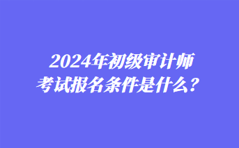 2024年初級審計師考試報名條件是什么？