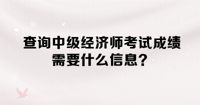查詢中級經濟師考試成績需要什么信息？