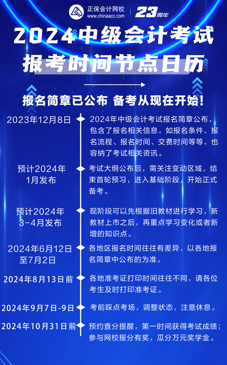 備考2024年中級會計考試 這些時間節點別錯過！