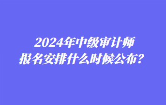 2024年中級審計師報名安排什么時候公布？
