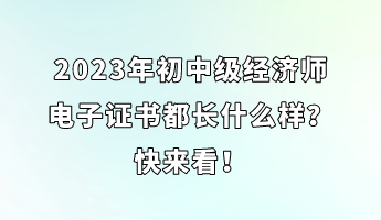 2023年初中級經濟師電子證書都長什么樣？快來看！