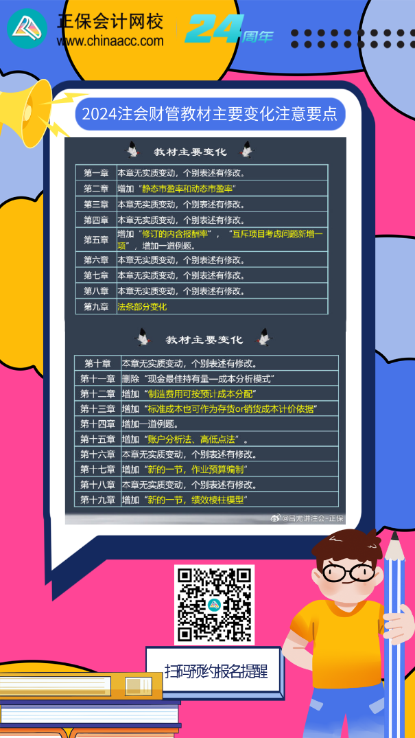2024注會[財管]教材主要變化及注意要點有哪些？