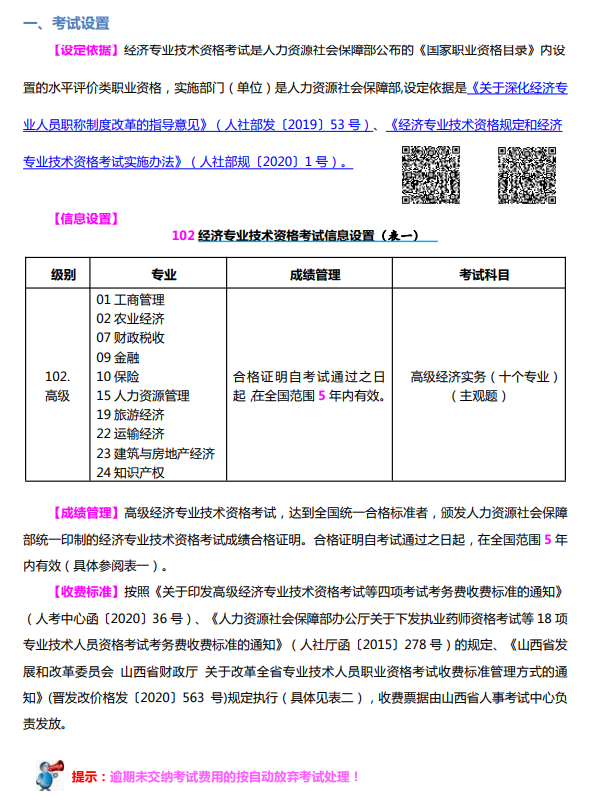 山西2024年高級經濟師報考手冊