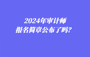 2024年審計師報名簡章公布了嗎？
