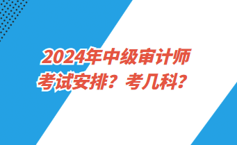 2024年中級(jí)審計(jì)師考試安排？考幾科？