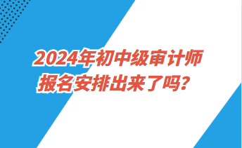 2024年初中級審計師報名安排出來了嗎？