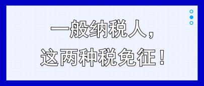 一般納稅人，這兩種稅免征！