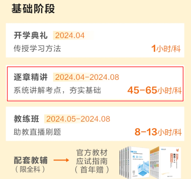 稅務師VIP班基礎階段講課內容安排