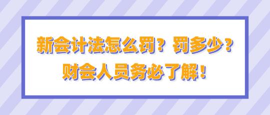 新會計法怎么罰？罰多少？財會人員務必了解！