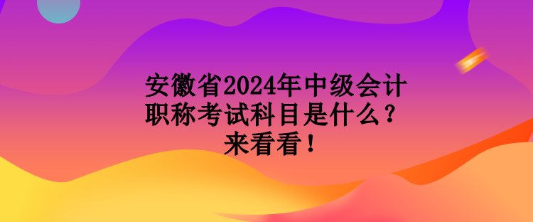 安徽省2024年中級會計職稱考試科目是什么？來看看！