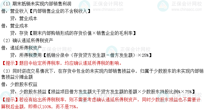 2024中級會計實務(wù)必會考點-當(dāng)期存貨內(nèi)部交易的抵銷處理
