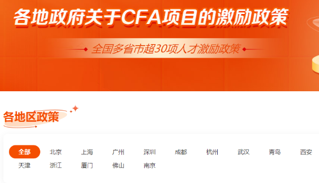 重大利好！新增2個地區提出CFA人才福利！