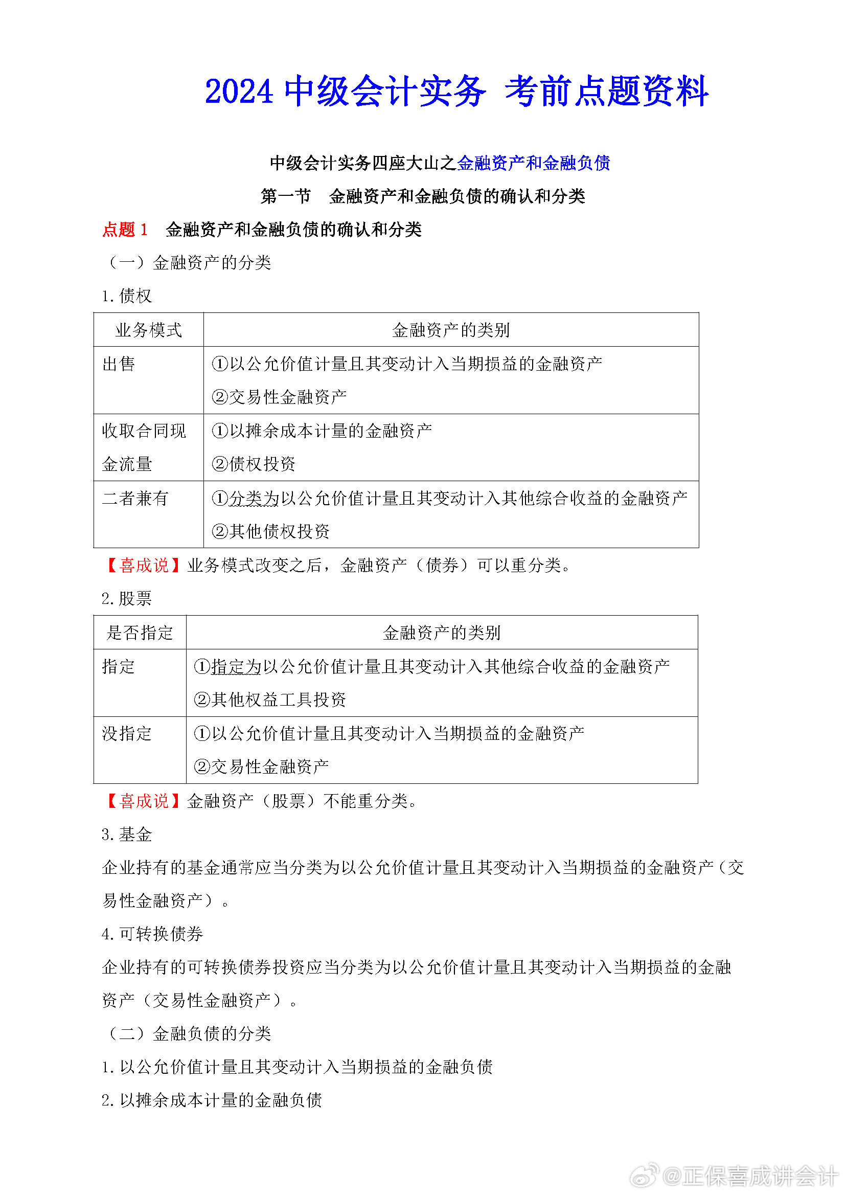 喜成2024年中級(jí)會(huì)計(jì)實(shí)務(wù)主觀題預(yù)測(cè) 這些考點(diǎn)再看一遍！