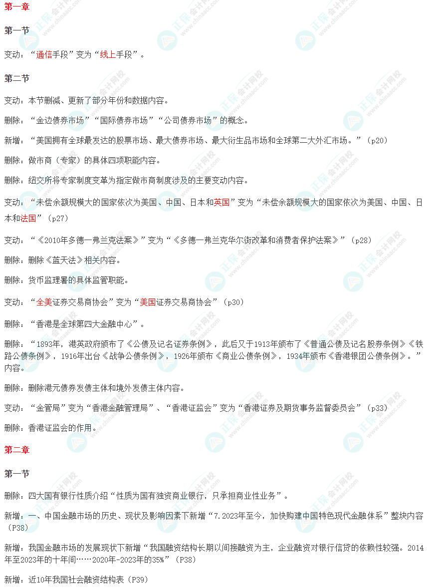2024版證券從業《金融市場基礎知識》教材變動解讀！