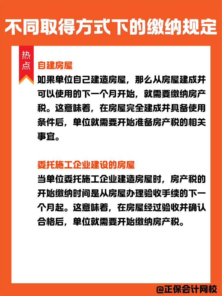 房產稅納稅義務發生時間：不同取得方式下的繳納規定