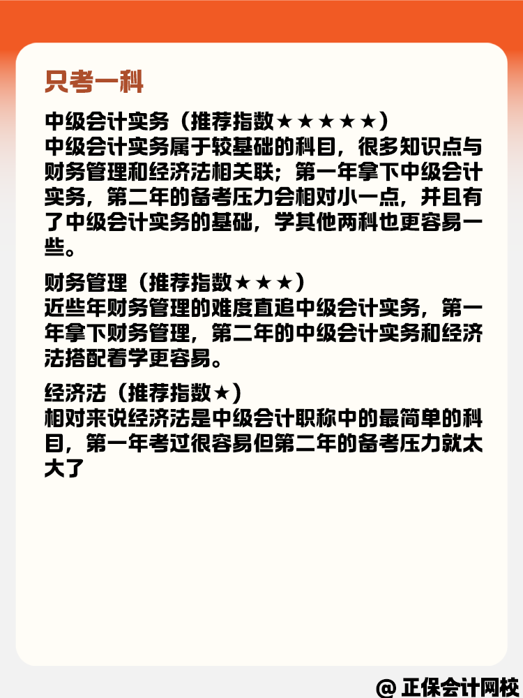 中級會計職稱考試科目 搭配方案有哪些呢？
