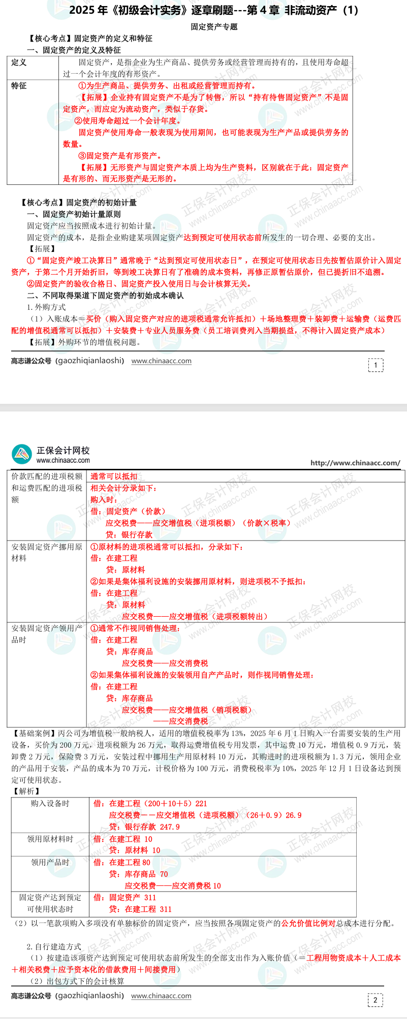 【刷題講義】高志謙初級會計實務逐章刷題講義-第四刷 固定資產