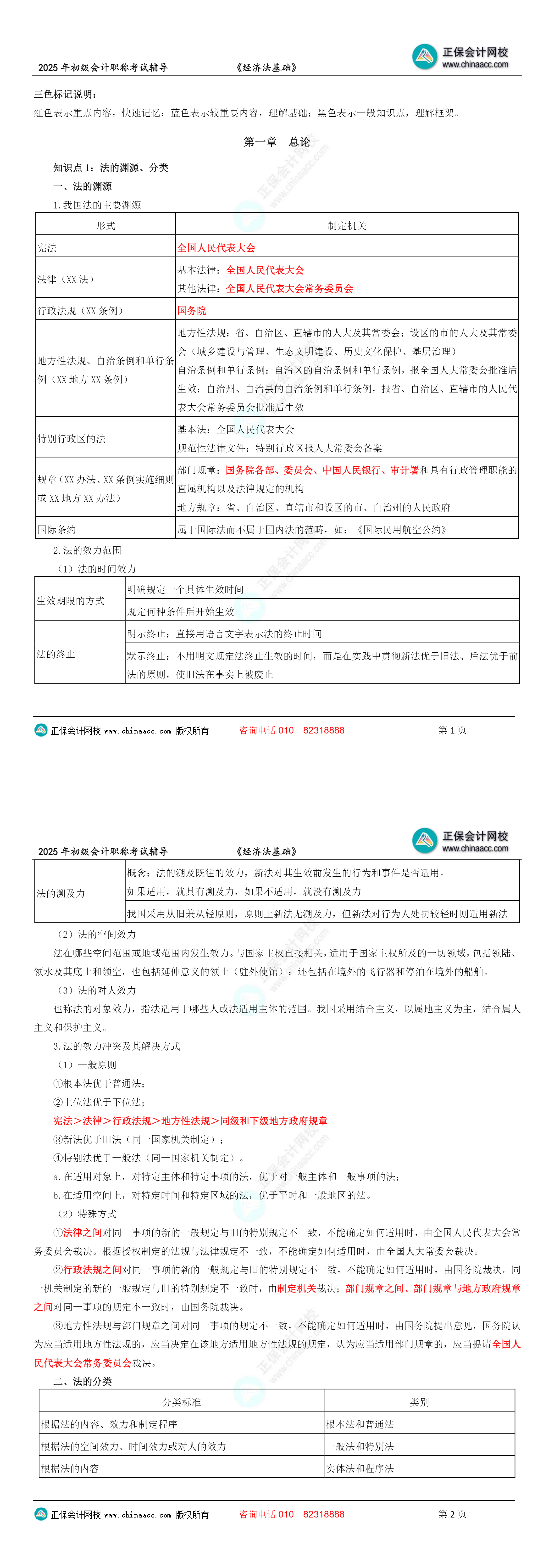 2025年初級會計職稱三色筆記-經濟法基礎