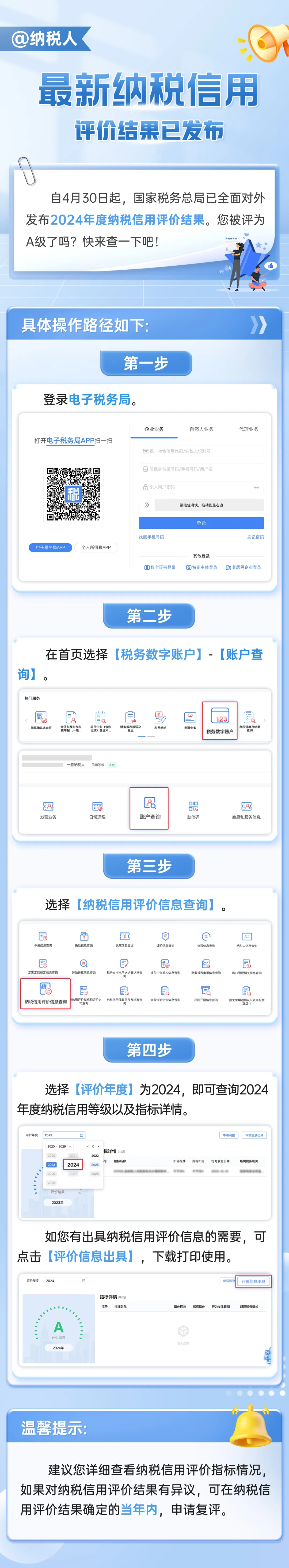 @納稅人，最新納稅信用評價結果已發布！