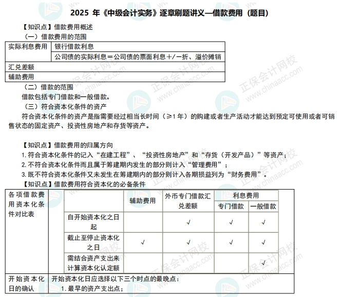 【刷題講義】高志謙老師2025年《中級會計實務》逐章刷題：借款費用