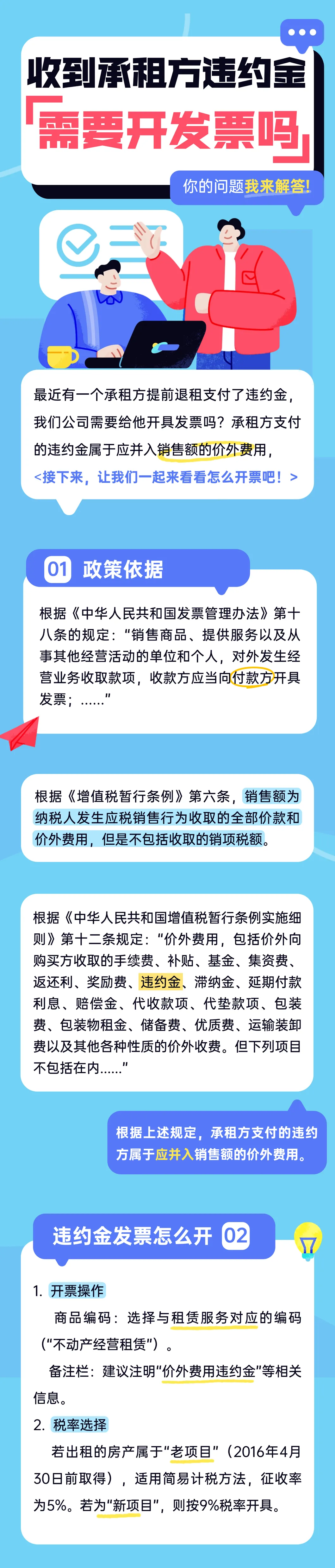 收到承租方違約金，需要開發票嗎？